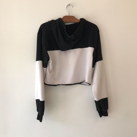 ENFANT SAUVAGE France black white hoodie crop long sleeve sweatshirt - Picture 3 of 5